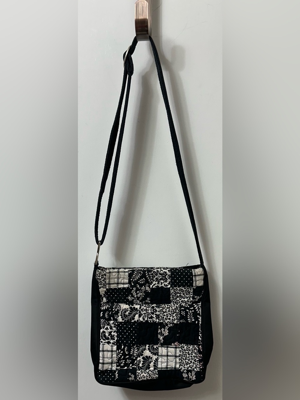 Black Patchwork Crossbody Shoulder Bag by Donna Sharp